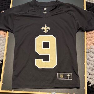 Saints NFL Kids Black and Gold Jersey with Number 9 (Brees)